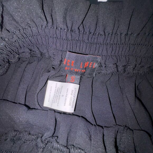 C'est Toi Black Pleated Wide Leg Culotte Pants High Rise Elastic Waist Small NWT - Picture 5 of 9